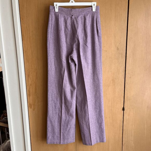 Vintage Lavender Wool-Blend High-Rise Pants V-Waist Front, Wide Leg (Fits 8–10) - Picture 11 of 14